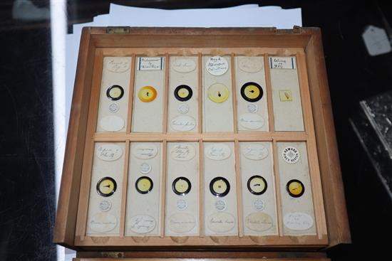 Two cases of scientific microscope slides many by Dareston, Birmingham